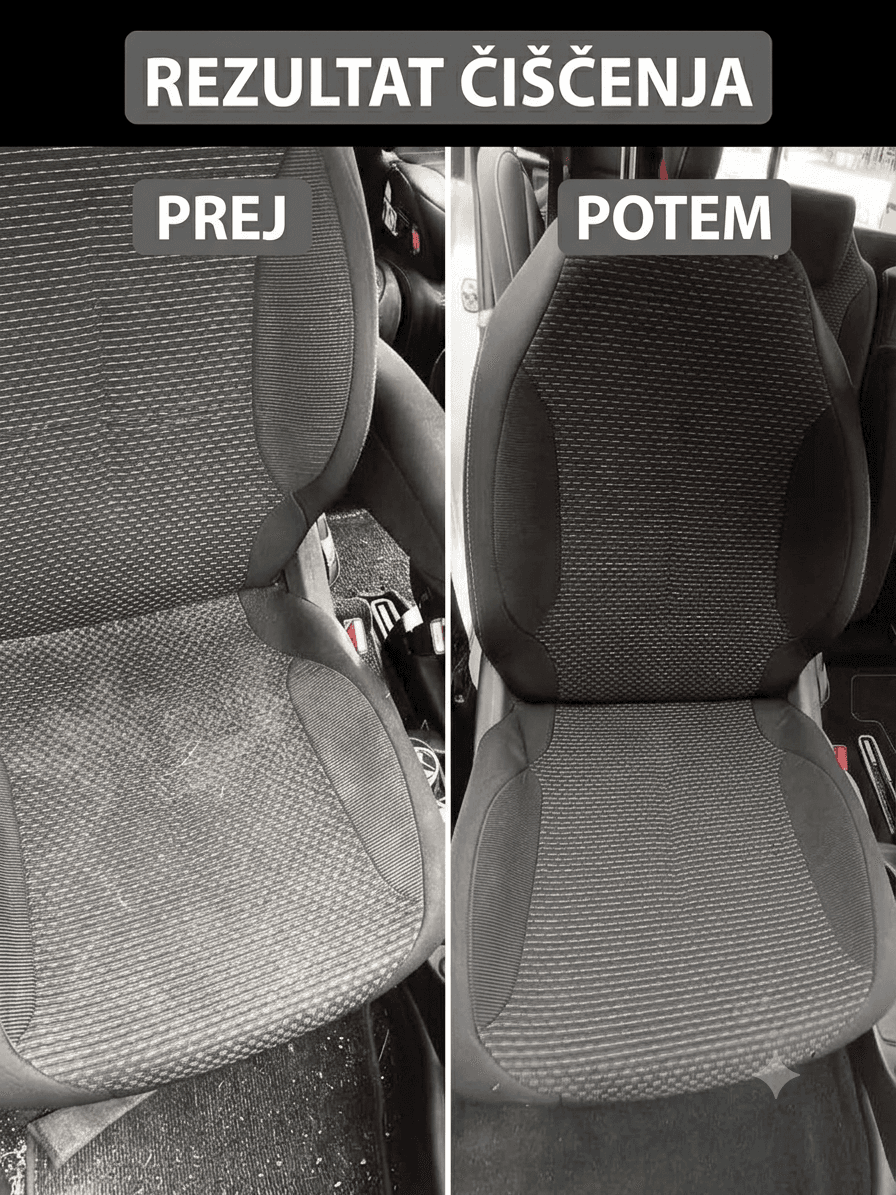 Avtomobilski sedež pred in po čiščenju